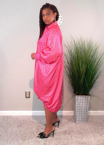 Fuscia Diamond Shirt Dress