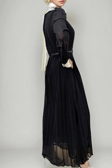 X7817 PLEATED BELTED DRESS (XS, XXL)